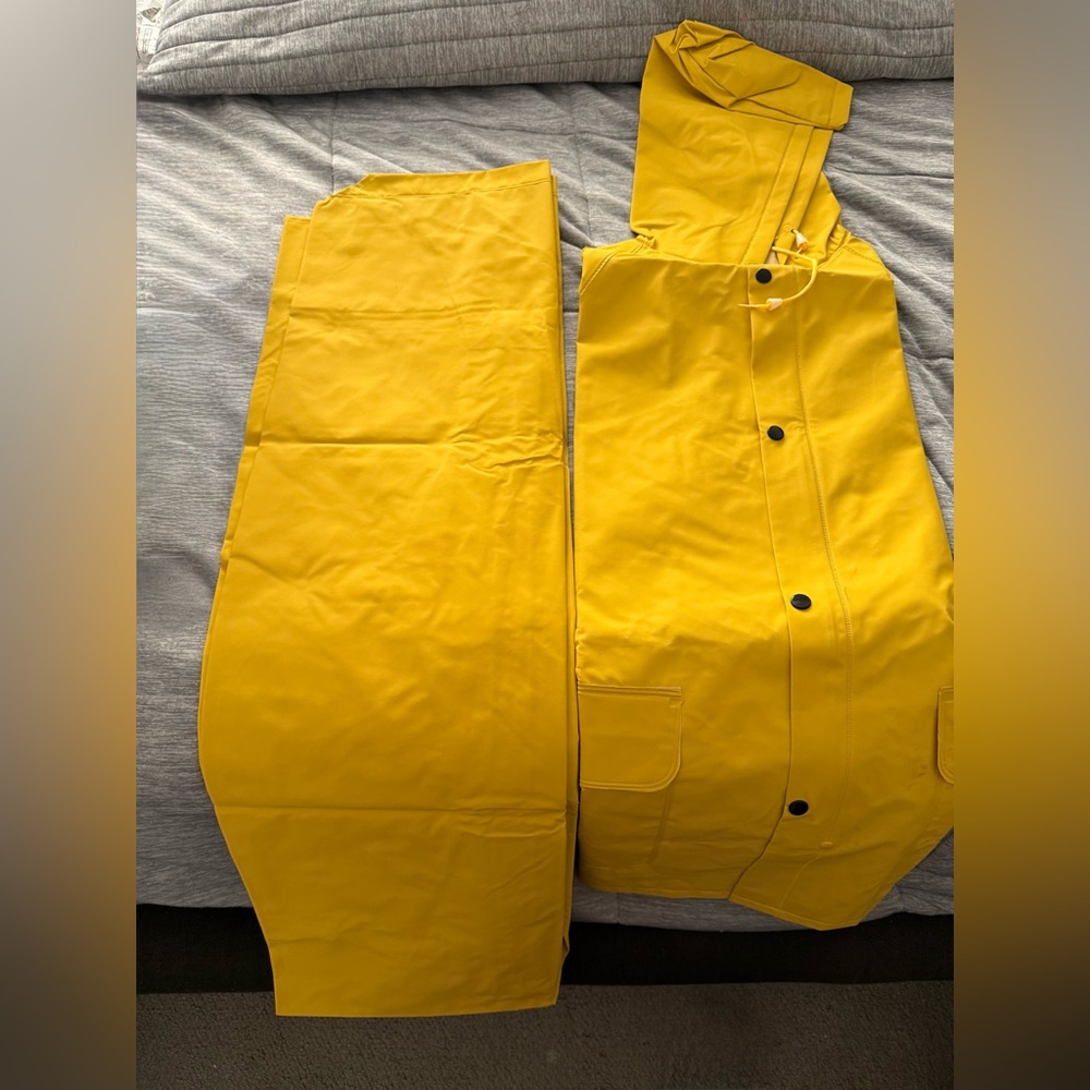 Yellow Protective Clothing Suit, Flame Retardent with Hood.